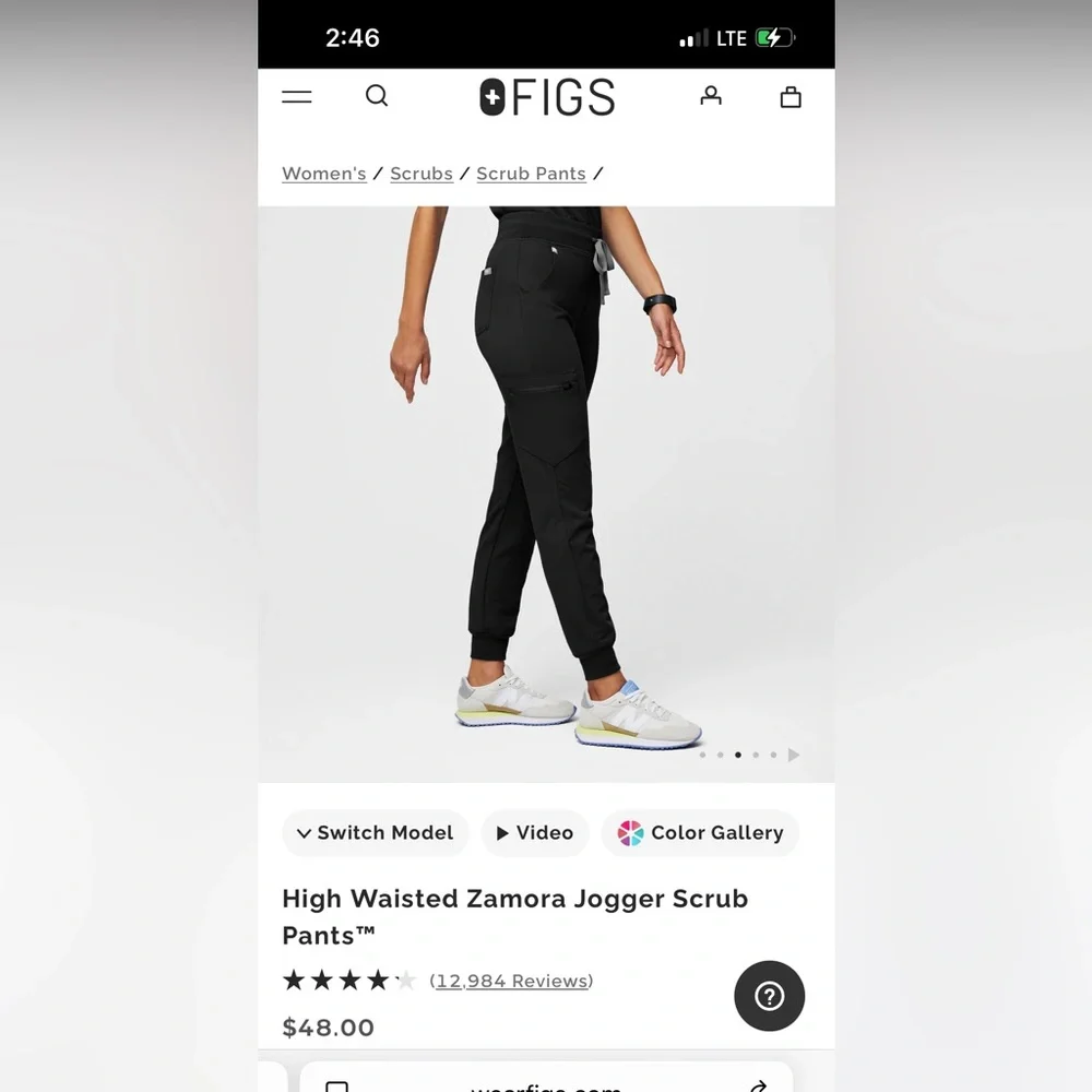 High Waisted Zamora Jogger Scrub Pants in Black size medium petite - Picture 2 of 6